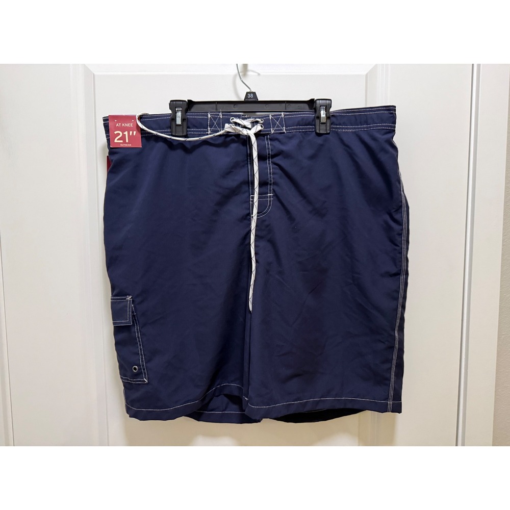Target Mens Navy Blue Board Shorts Swim Trunks XL Cargo‎ Pocket 21 Inch Outseam